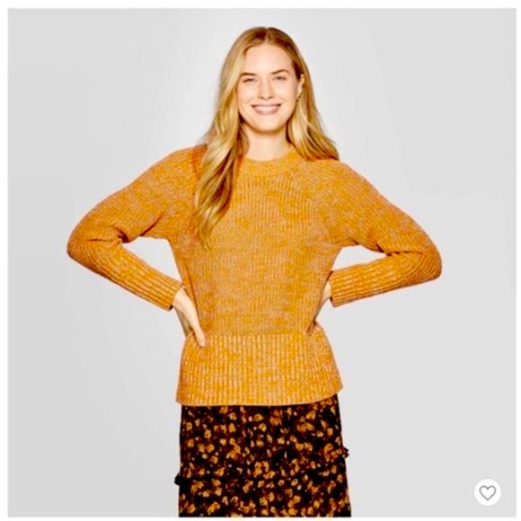 Universal Thread Target Crewneck Sweater Raglan Sleeve Mustard Yellow Women’s XL - Picture 1 of 8